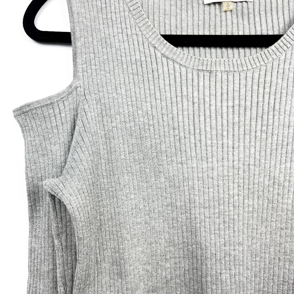 Calvin Klein Long Sleeve Grey Cold Shoulder Top - Picture 5 of 10